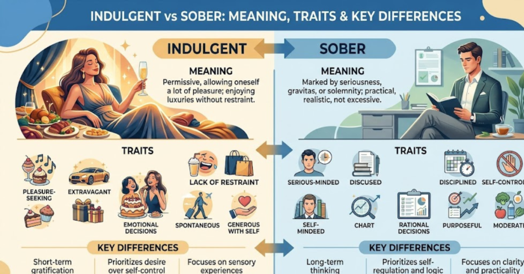 Indulgent vs Sober Meaning, Trait & Key Differences